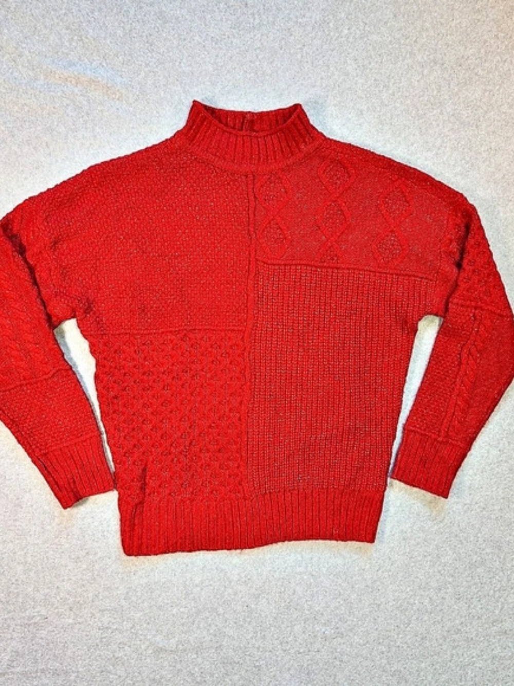 Vintage 90s American Eagle Patchwork Chunky Cable Knit Sweater Men's Size XL